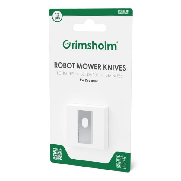 12 stk. rustfri knive til Dreame robotplæneklipper fra Grimsholm