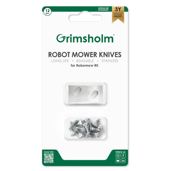12 stk. Knive til Robomow RK og skruer fra Grimsholm