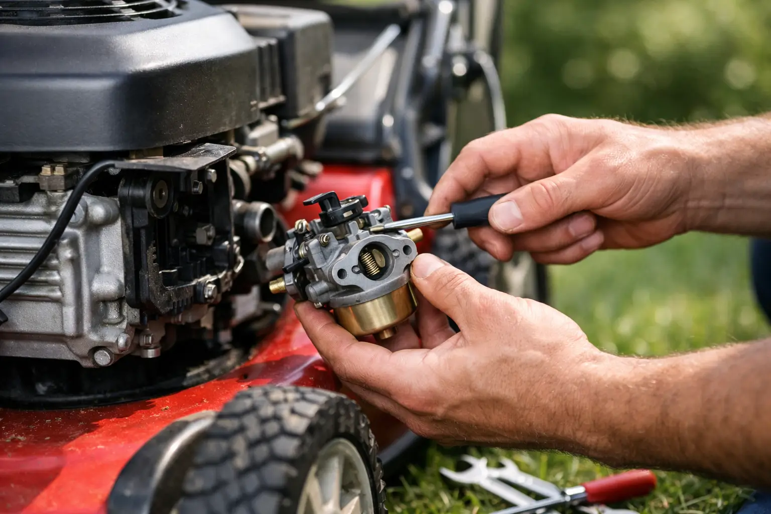 Tegn på defekt karburator i plæneklipper